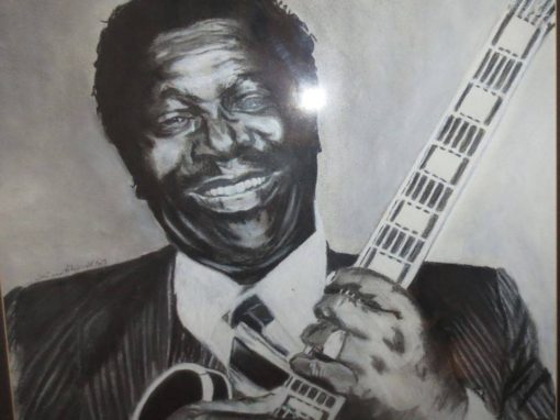 BB King Autographed Charcoal