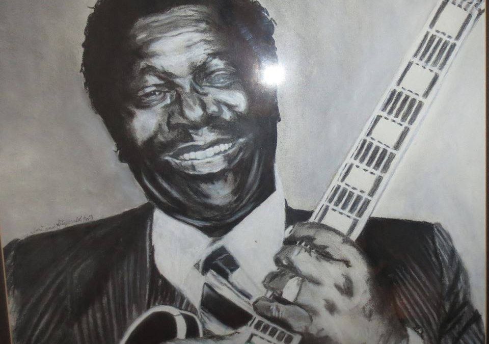 BB King Autographed Charcoal