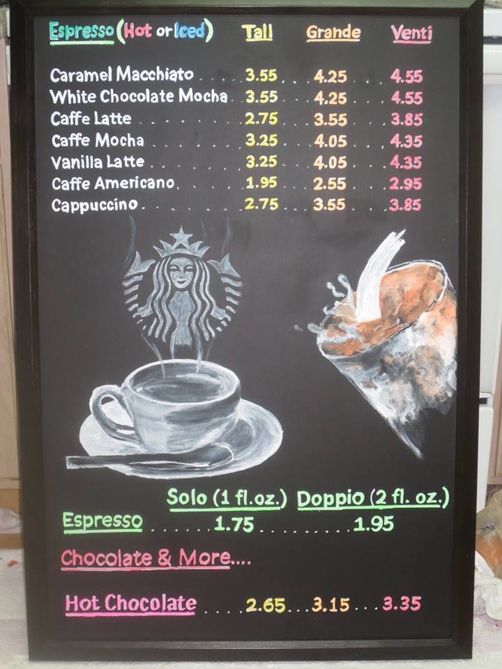 Printable Starbucks Menu